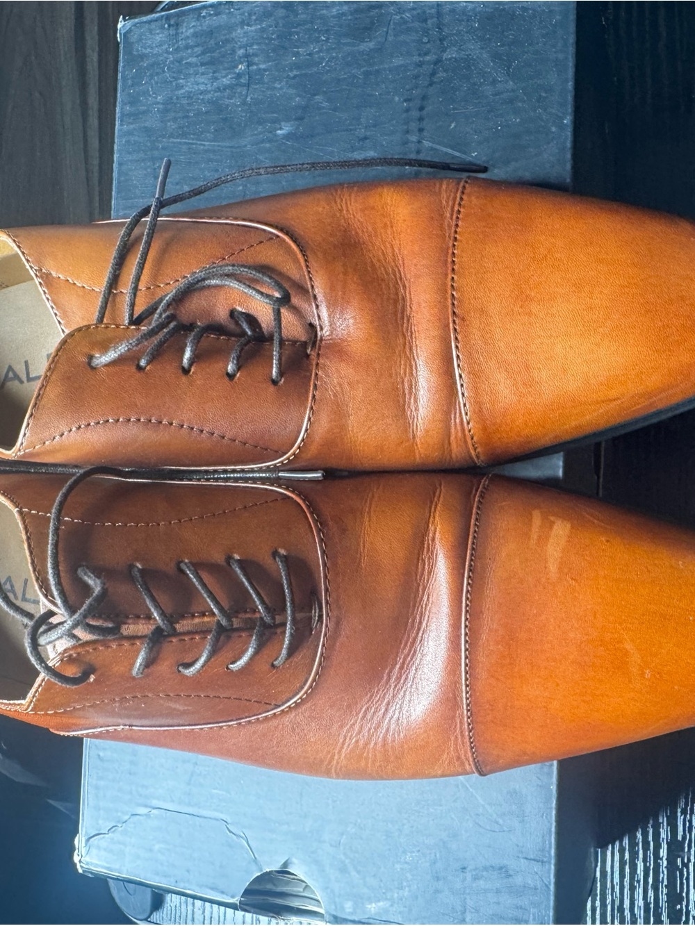 Aldo Men’s Tan Leather Cap-Toe Oxfords
